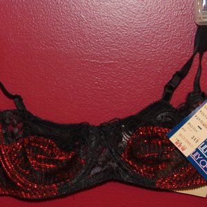 Sparkly Red Lilly of France Lace Bra size 34B NWT